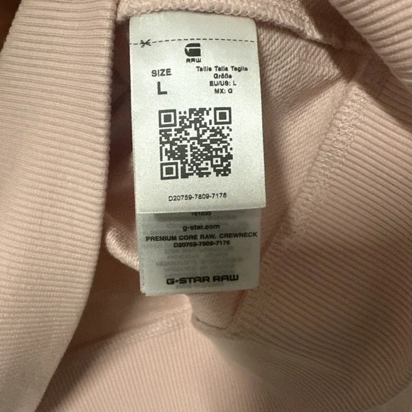 G-Star Raw Women Size Large Premium Core Raw Crewneck Sweatshirt Blush Pink - Picture 8 of 13